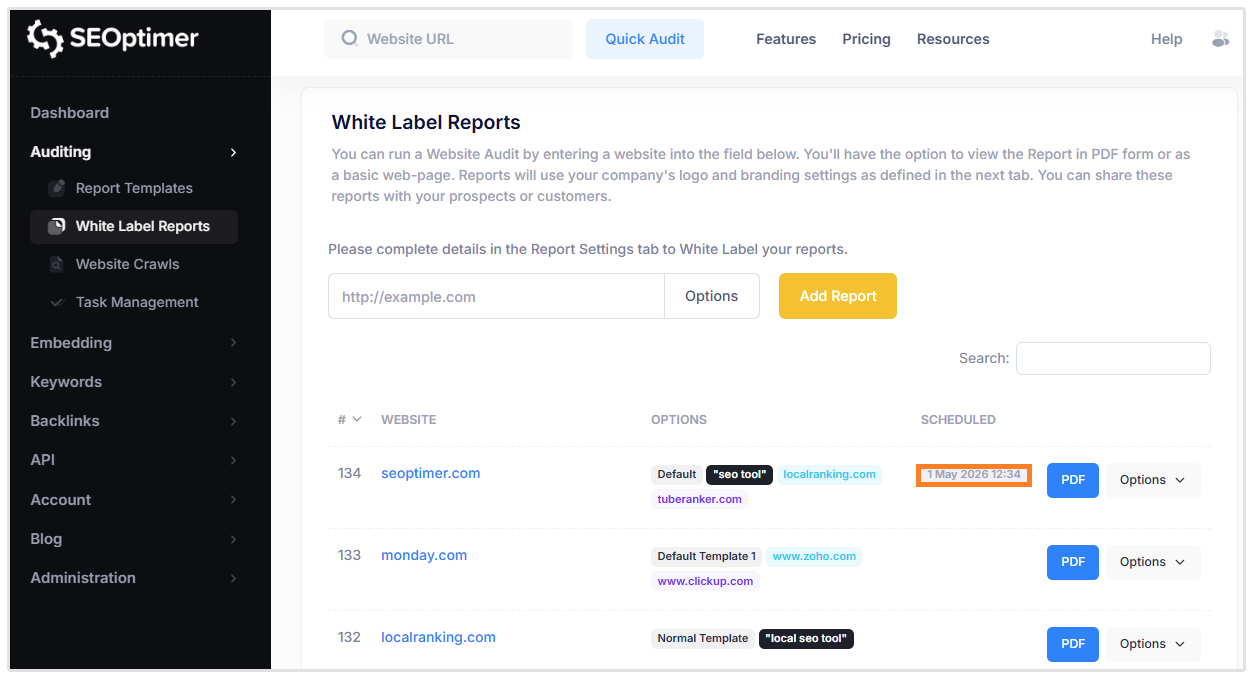 Scheduled Audits
